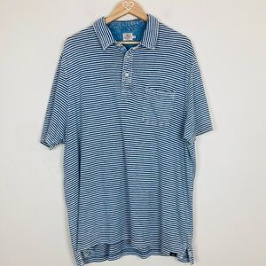 Faherty short-sleeved organic cotton polo isalt washed blue & white stripe. XXL.